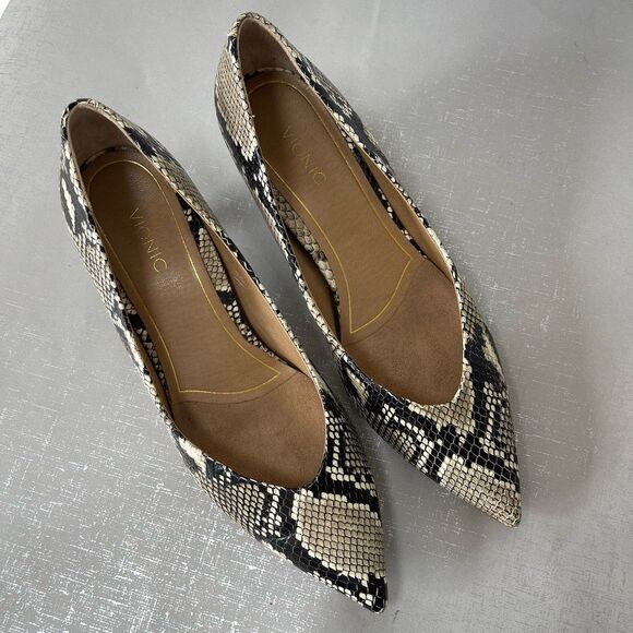 Vionic Womens 10 Josie Leather Pointed Toe Pumps Kitten Heels Shoes Snakeskin - Picture 13 of 14